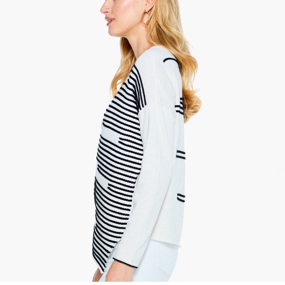 NIC+ZOE Fresh Perspective Asymmetrical Abstract Striped Relaxed Fit Sweater - Picture 2 of 8